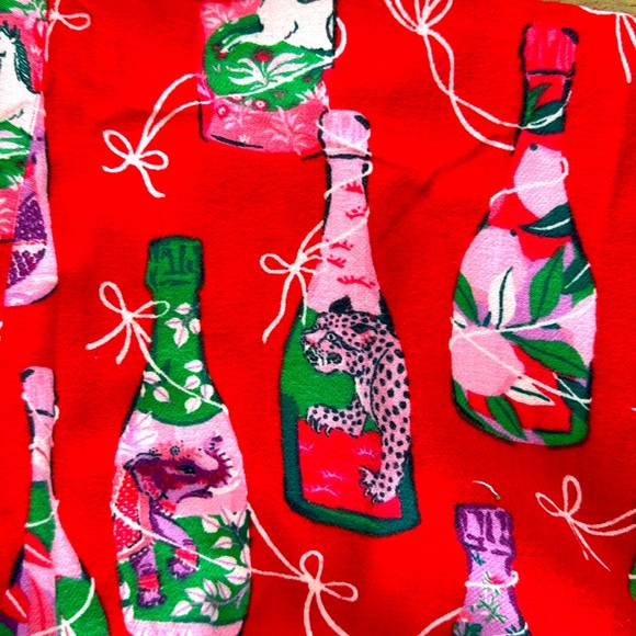 Printfresh Brushed Twill Robe Red “Pop the Bubbly” Champagne Bottles Print -S/M - Picture 3 of 12